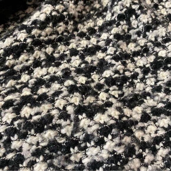 Loft Bouchle Knit Black and White Open Front Waterfall Wool BlendCardigan Size M - Picture 8 of 15